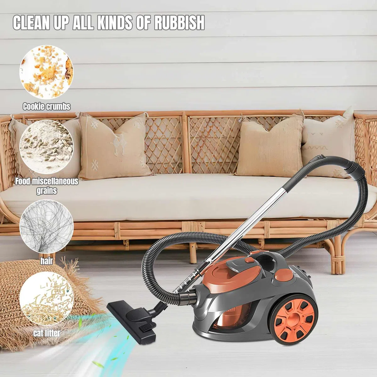 Aspirateur Traîneau sans Sac 3300W Haute Puissance - Aspirateur Cyclonique avec Capacité 3,5L, pour Poils d'animaux, Tapis et Sols Durs, Filtration Haute Efficacité