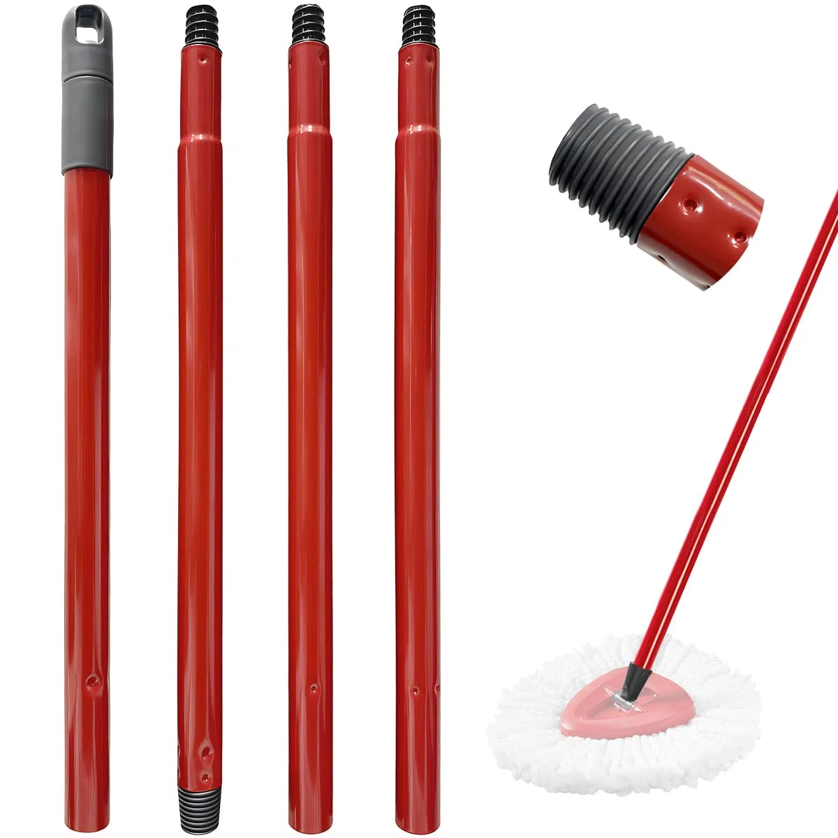 S'applique à Manche en acier inoxydable 4 sections pour balai Vileda, compatible avec Vileda Turbo Smart, EasyWring, serpillière Vileda, balai Vileda, manche de rechange réglable et gain de place