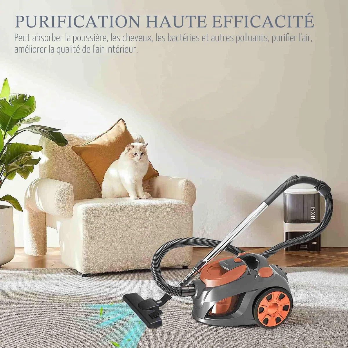 Aspirateur Traîneau sans Sac 3300W Haute Puissance - Aspirateur Cyclonique avec Capacité 3,5L, pour Poils d'animaux, Tapis et Sols Durs, Filtration Haute Efficacité